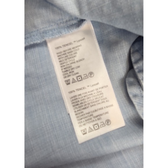 Tommy Bahama Chambray Shift Pockets V Neck Raw Hem Midi Dress Women's Size Med‎ - Picture 5 of 5